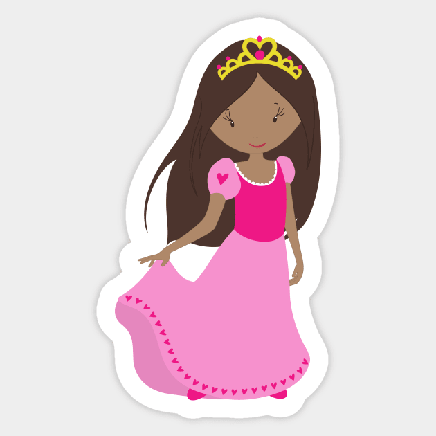 African American Princess, Queen, Crown, Ball Gown Sticker by Jelena Dunčević